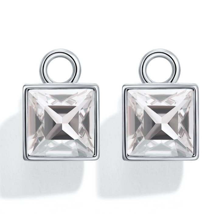 Breloques Square Mix avec cristaux Swarovski en argent |2-4035-RSSH pour la vente par My Jewellery Story