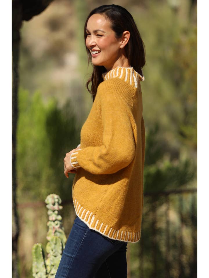 Nostalgia - Wholesale Knit Sweater - Women's - NHQ23-ASIS ONE SIZE PULLOVER SWEATER WITH IVORY STICHES21