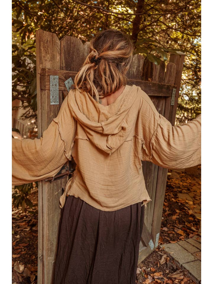 Gardenbelle Shop - Wholesale Hoodie - Unisex - Boho Organic Cotton Bamboo Crop Hoodie, Beachy Witchy Style