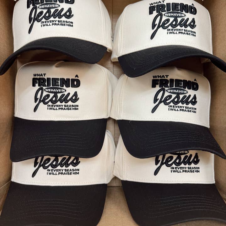KENZKUSTOMZ - Wholesale Trucker Hat - Unisex - Friend in Jesus - Black Vintage Trucker Hat10