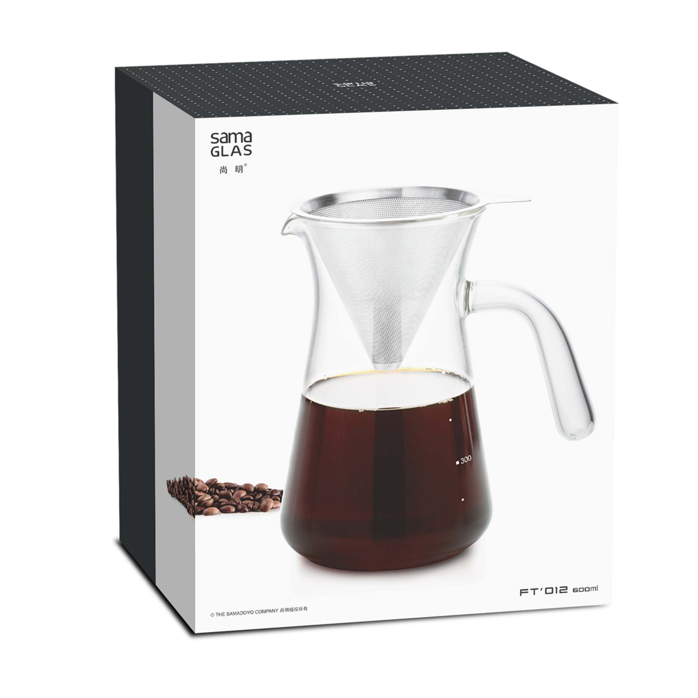 SAMA DOYO – Café de saco por atacado – Cafeteira de vidro para preparo por infusão com filtro permanente (600 ml)4