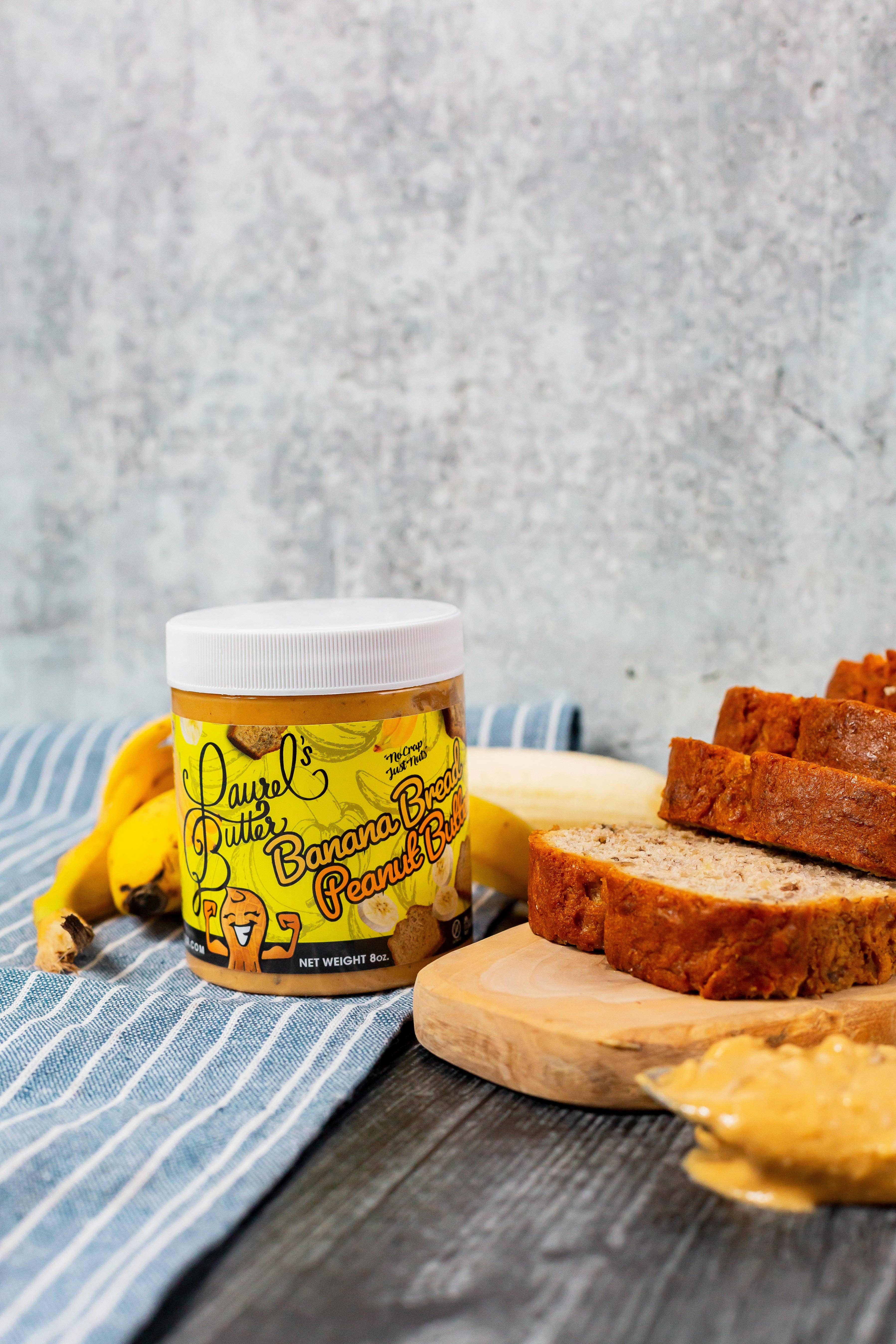 Laurel's Butter – wholesale Nötsmör – Bananbröd Jordnötssmör - Nötsmör, Krispigt, Valnöt 8oz2