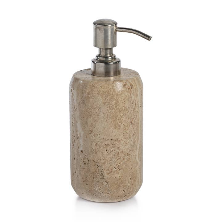 Sæbe- og lotiondispenser i travertin-marmor for engroshandel hos Zodax