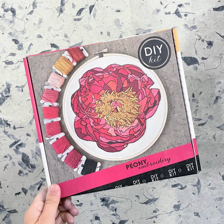 Kate Wyatt Fine Art – wholesale DIY craft kit – DIY Embroidery Kit - Peony (8")6