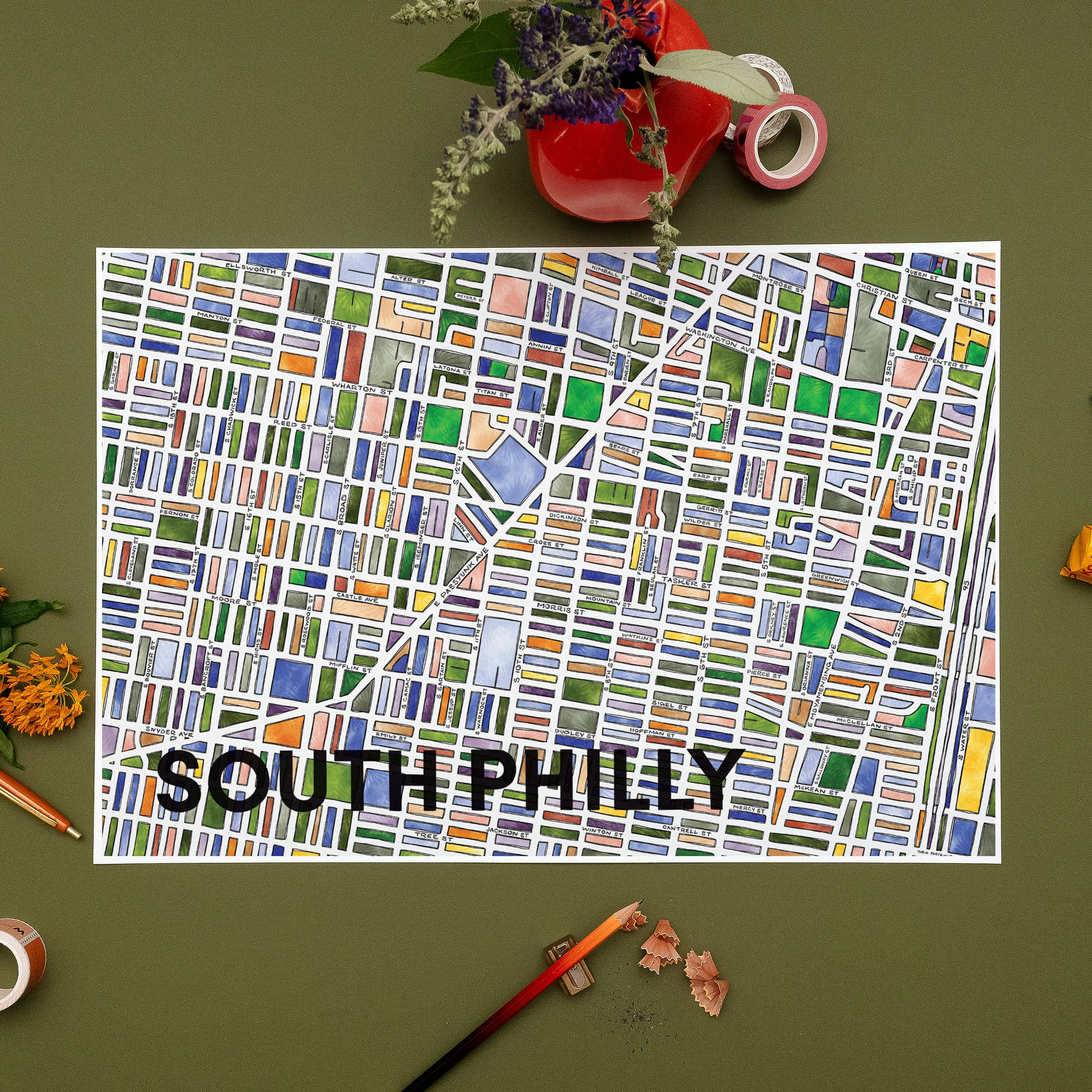 Terratorie Maps + Goods - Wholesale Art Print - South Philly Map Art Print0
