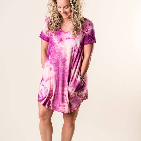 Christine Shirley - Wholesale Dress - Women's - Bamboo Dress with Pockets - Short Sleeve V-Neck