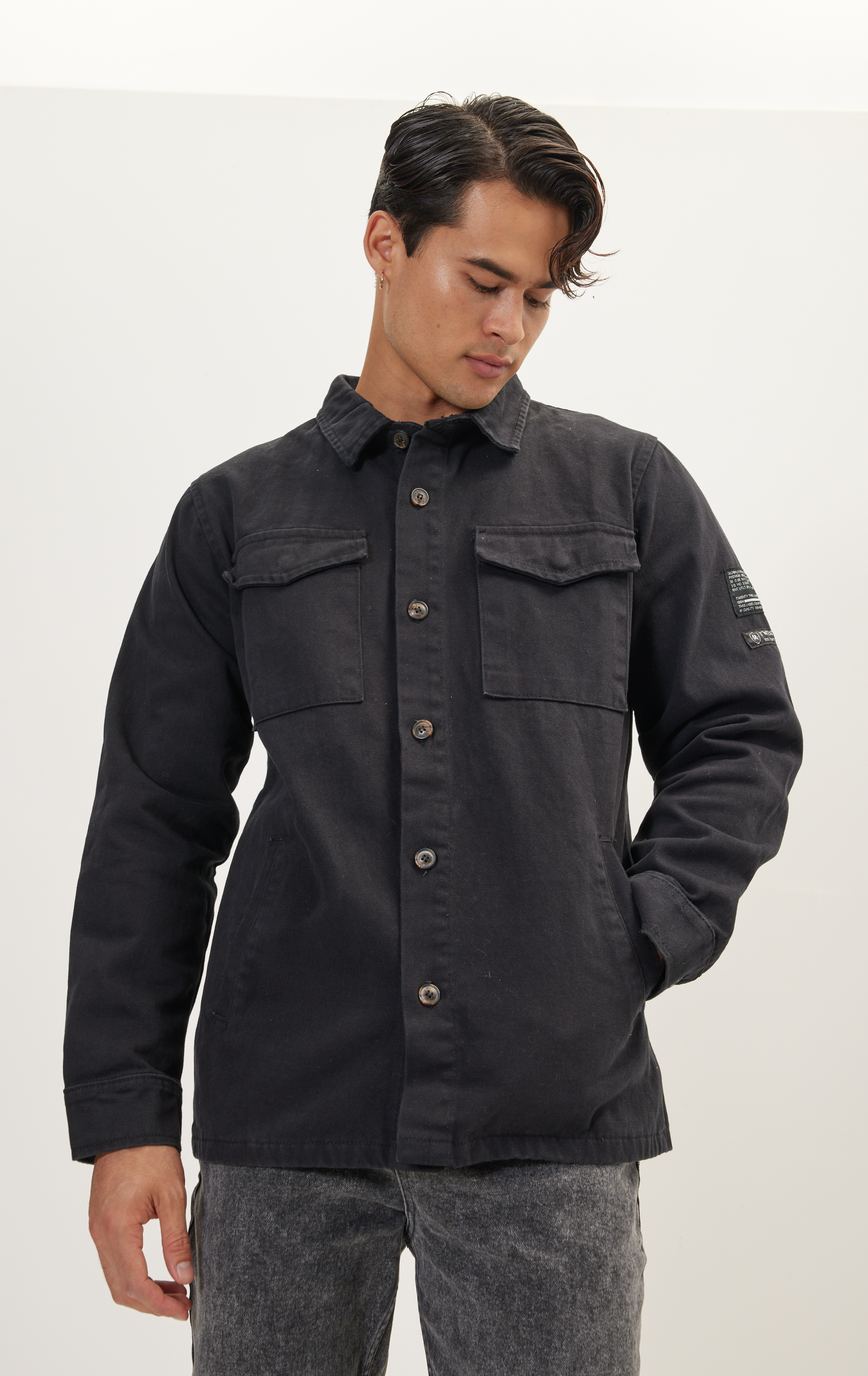 Utilitarian Shirt Jacket - Black for wholesale on Faire5