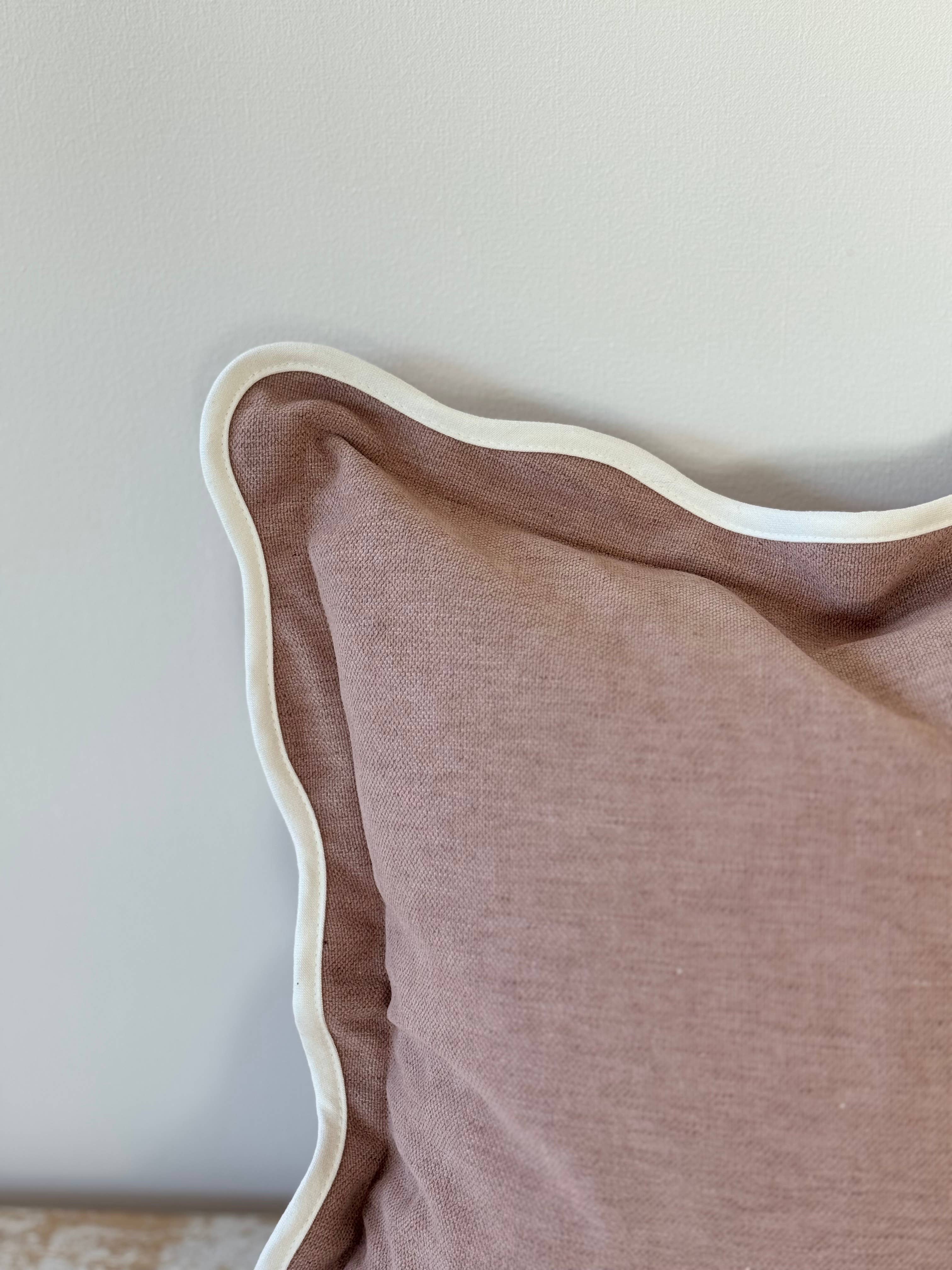 Ellenvale Trade - Wholesale Throw Pillow Cover - Chloe Dusty Pink Scalloped Edge Cushion 45x453