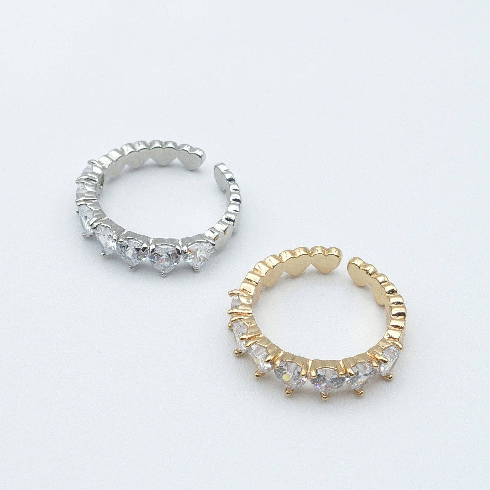 Daemon srls - Wholesale Multi-Stone Ring - JENNY- cuori orizzontali ~ ANELLO REGOLABILE con cubic zirconia a forma di cuore8