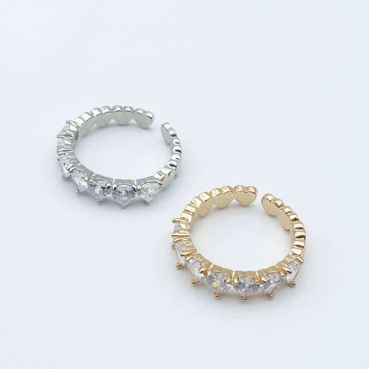 Daemon srls - Wholesale Multi-Stone Ring - JENNY- cuori orizzontali ~ ANELLO REGOLABILE con cubic zirconia a forma di cuore8