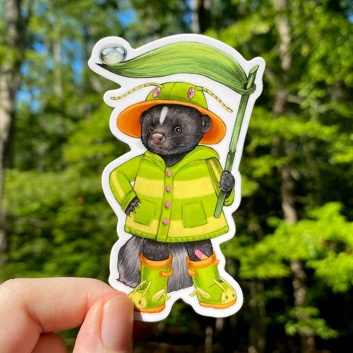 Regnrock Skunk Väderbeständig Vinylklistermärke för wholesale av Allison Stoiser Art