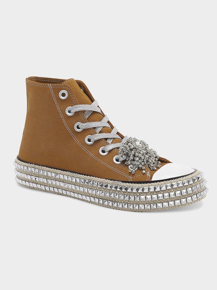 CCOCCI - Wholesale Lifestyle trainers – Women′s - ASH-01 BEDAZZELED DECOR ROCKSTUD PLATFORM HIGH TOP SNEAKERS2