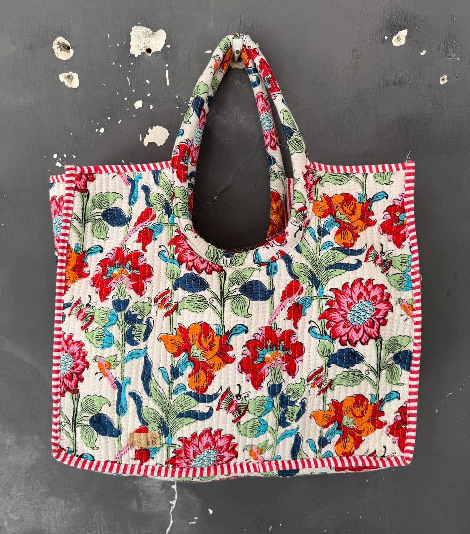 bhavnas boutique - Wholesale Tote Bag - Women's - Jaipuri Floral Print Quilted Shopping Bag Indian Cotton Bags1