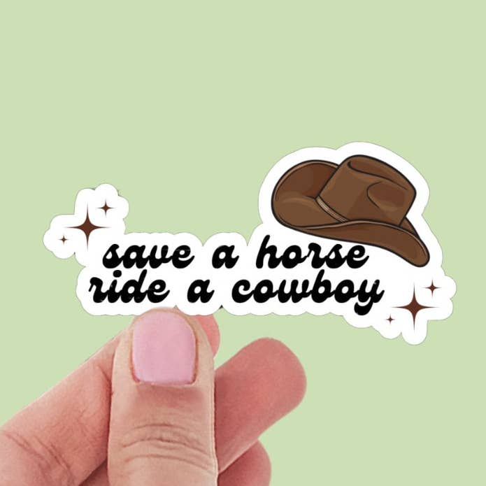 Red en hest, rid en cowboy romantik vinylklistermærke for engroshandel hos Limes & Lilly