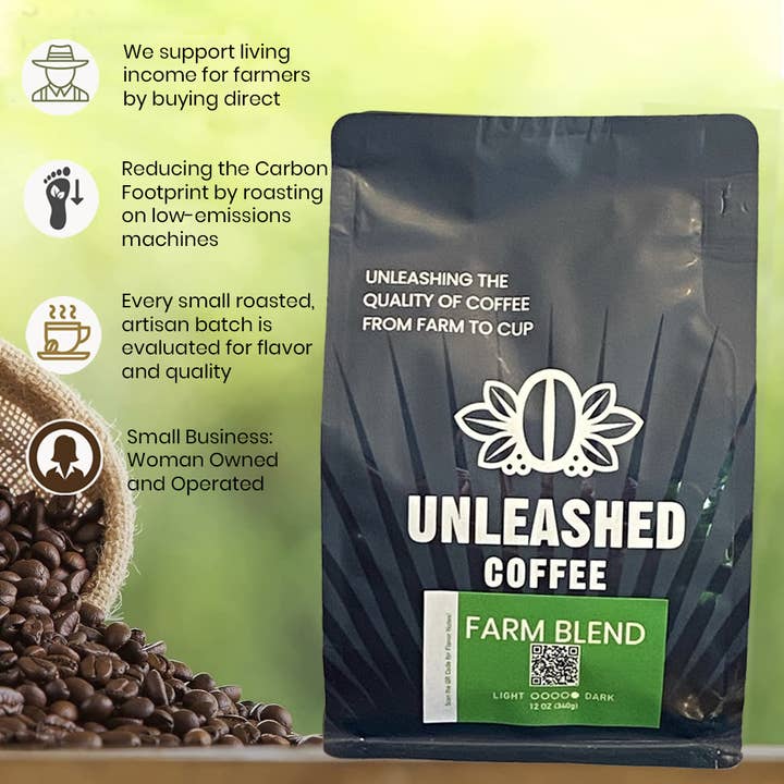 Unleashed Coffee Co LLC - Wholesale Coffee Beans - Farm Blend - Premium Dark Roast Coffee (12 oz)6