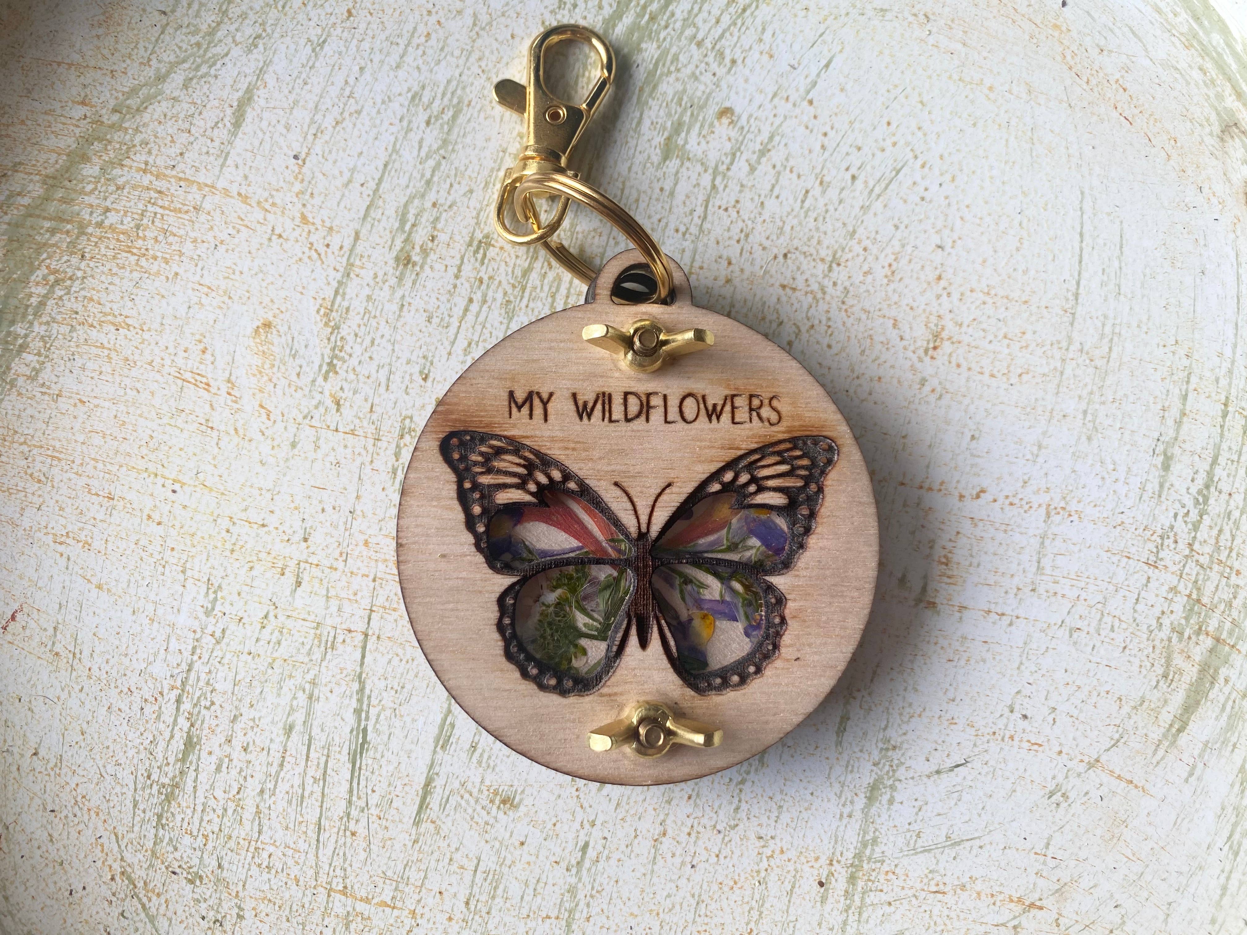 Holly Hills Lane - Wholesale Keychain – Women's - Mini Flower Press Keychain with Butterfly Theme2
