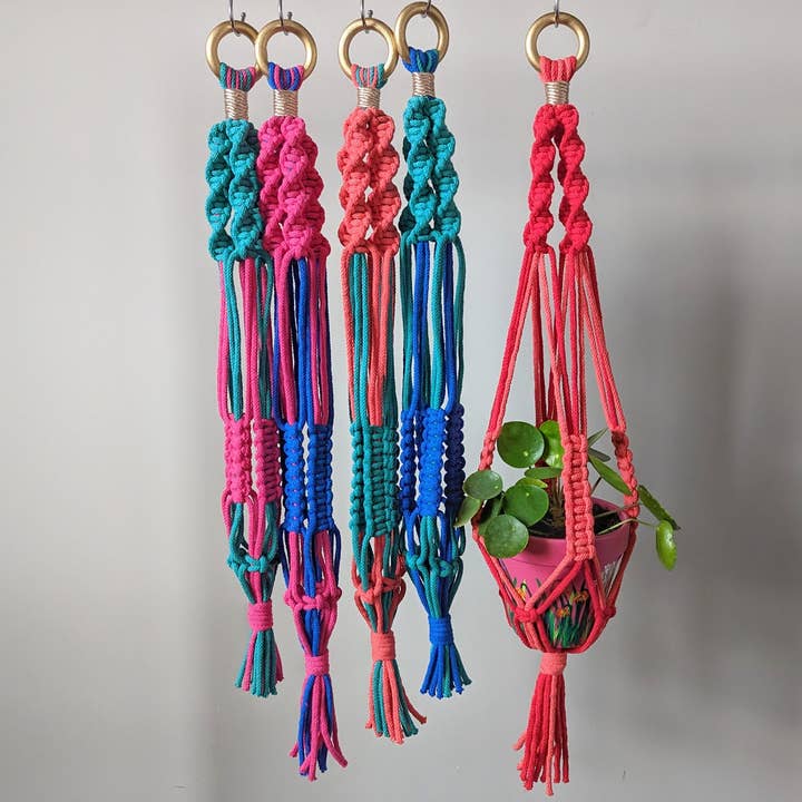 Macramé Plant Hanger (Two-Tone) for wholesale by By Chand