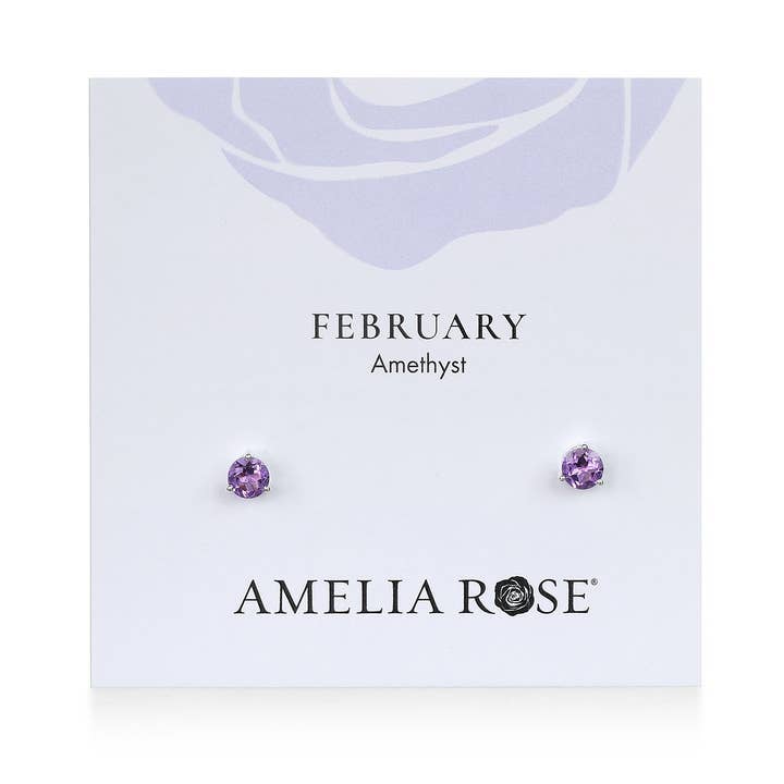 Amelia Rose Jewelry - Wholesale Stud/Post Earrings - Birthstone Earring-February Amethyst