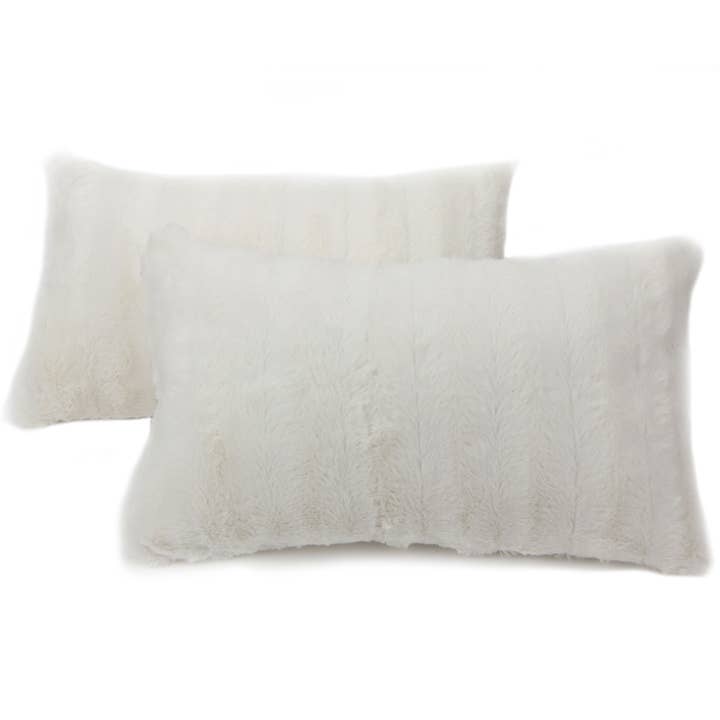 Cheer Collection - Wholesale Throw/Decorative Pillow - 2-Pack Reversible 12"x20" Faux Fur and Microplush Pillows11