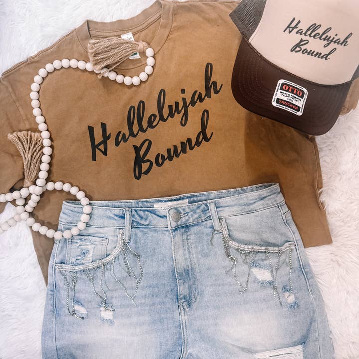Hallelujah Bound Coyote Acid Washed Graphic Tee for wholesale by ZZ Threadz