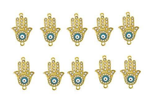Mandala Crafts – wholesale Individuell berlock/hänge – Guldmetall Hamsa Hand Evil Eye Charms 10 st för smycken göra, prydnadsföremål; av Mandala hantverk6