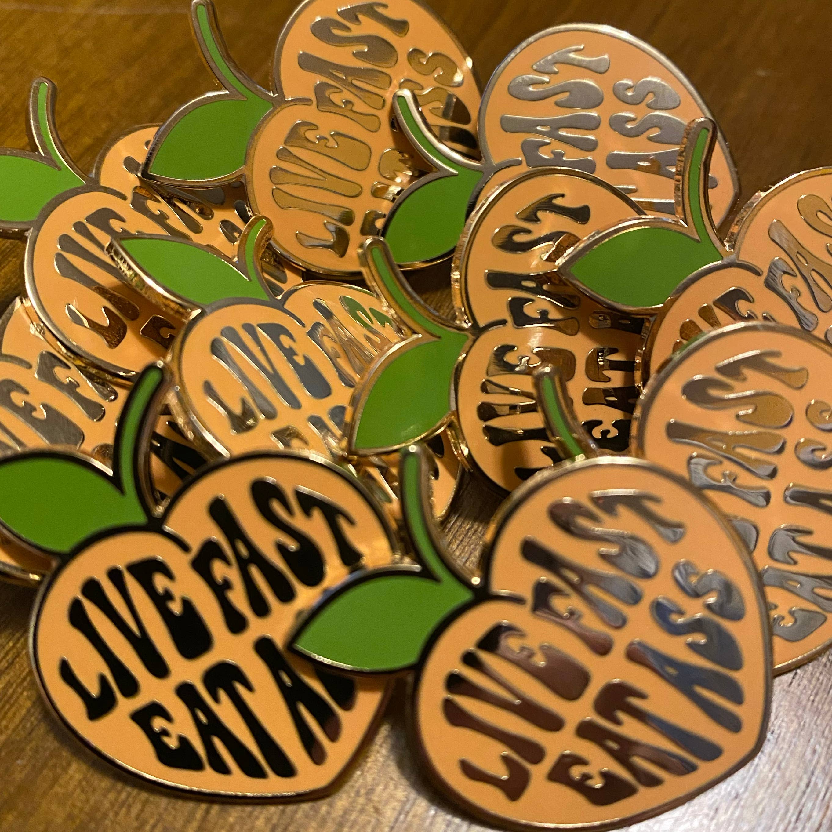 The Little Gay Shop - Wholesale Lapel Pin/Button - Live Fast Eat Ass Enamel Pin1