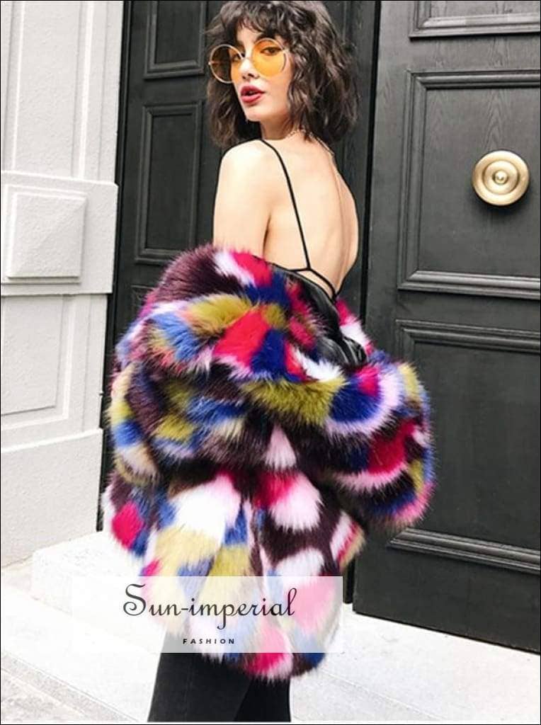 Sun Imperial - Wholesale Fur/Faux Fur Coat - Women's - Sun-imperial - Colorful Faux Fur Coat5