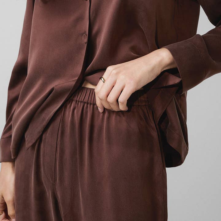 Dozing Umber Washable Silk Long Sleeve Pant Set for wholesale on Faire
