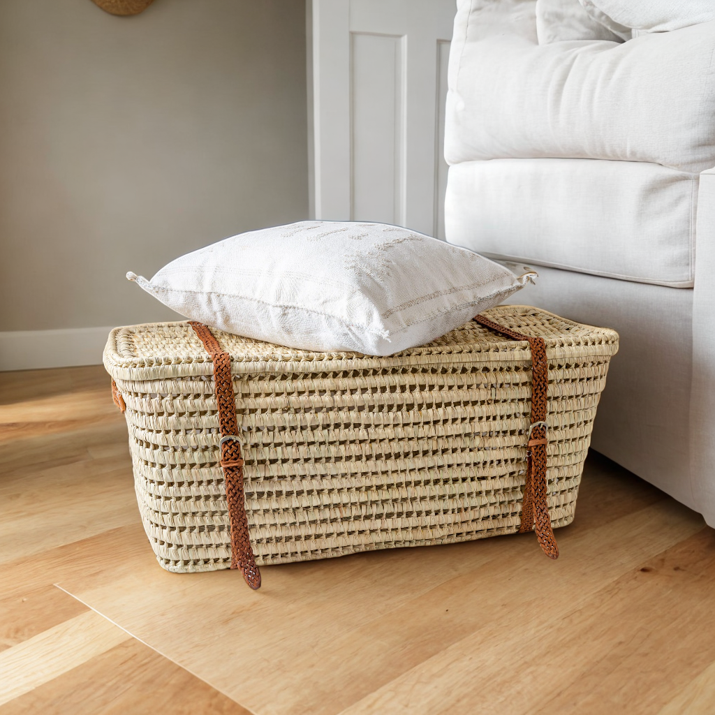 Gran Wholesale - Wholesale Storage Bin - Artisan Woven Wicker Storage Basket, Leather Handles.1