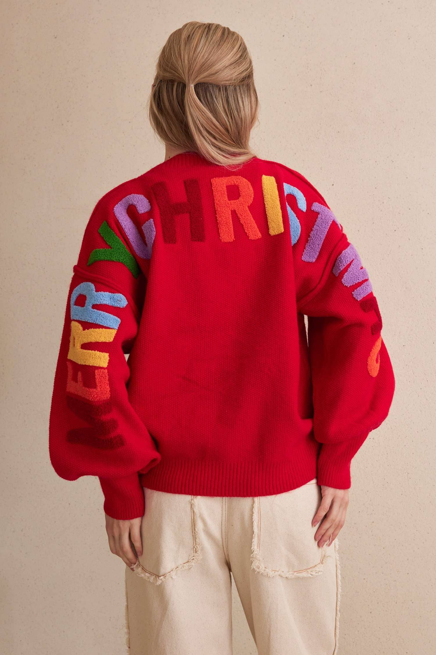 Mello. - Wholesale Knit Sweater - Women's - Oversize Christmas Sweater with Lettering2