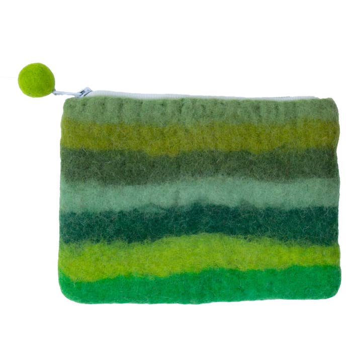 Rain Forest Stripe Zipper Pouch - Green for wholesale by Global Crafts