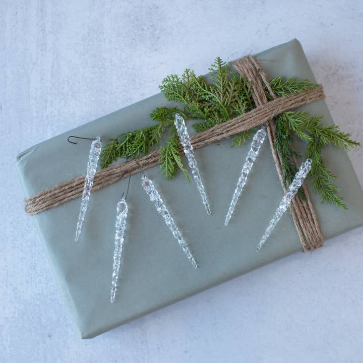 Ragon House - Wholesale Ornament Set - SET/ 6 CLEAR NORTHERN ICICLES
