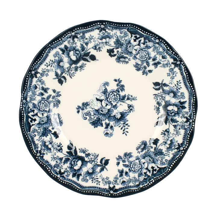 Faustine dessert plate 20.5cm in blue porcelain for wholesale by Novastyl