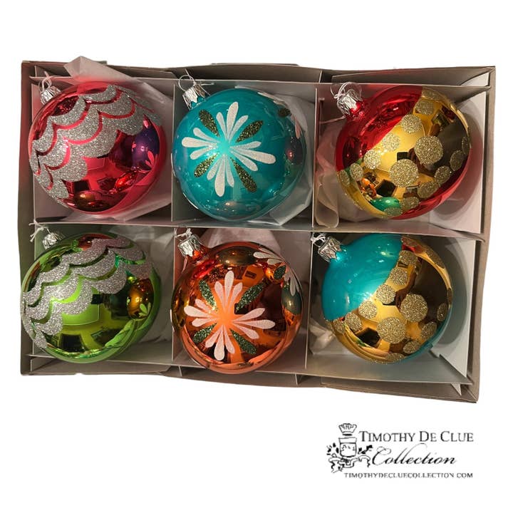 Merry Mod Classic Ornament Set 6 -Exclusive Christmas Collection for wholesale by Timothy De Clue Collection