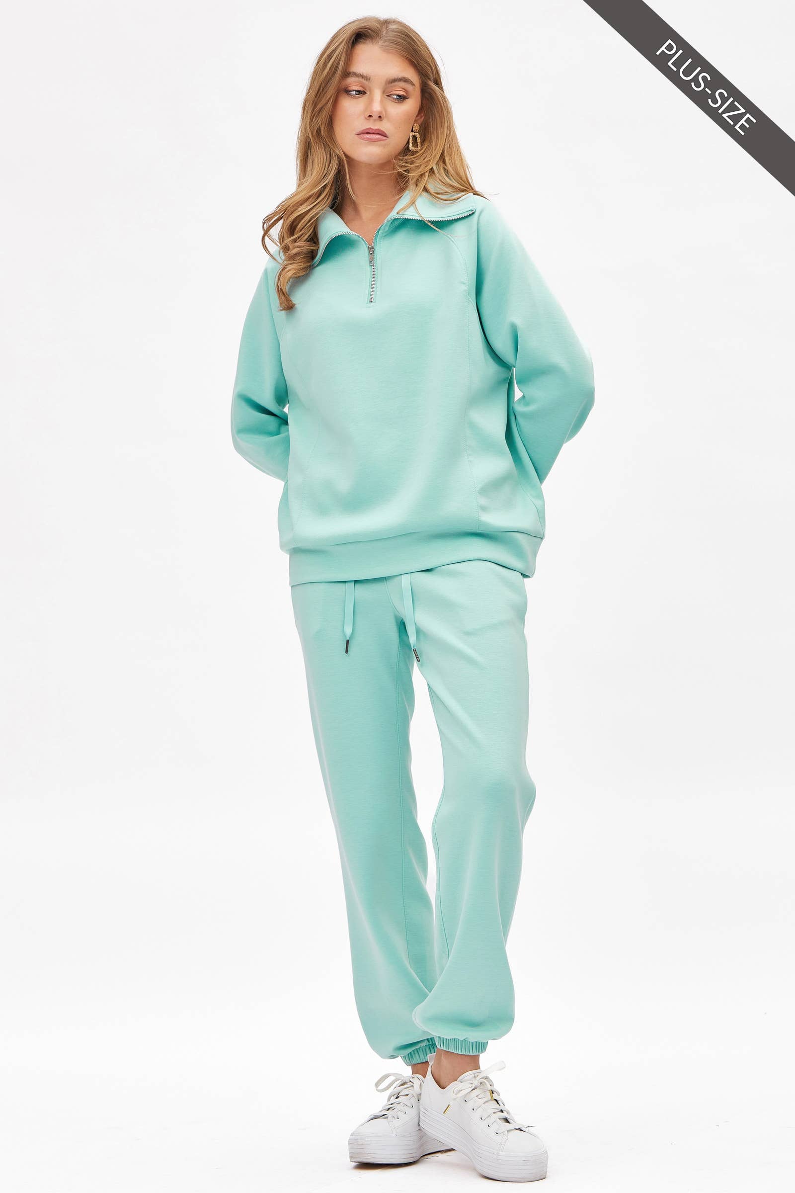 Dear Scarlett - Wholesale Lounge Set - Women's - PLUS SIZE Quarter Zip Pullover + Jogger Modal Travel Set21