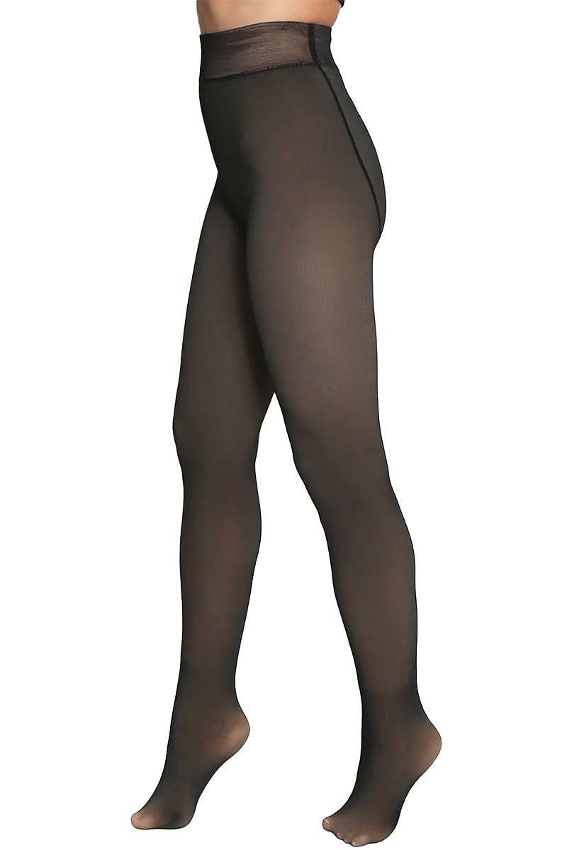 Cap Zone - Wholesale Tights - Women's - Women's Fake Sheer Fleece Lined Pantyhose Tights2