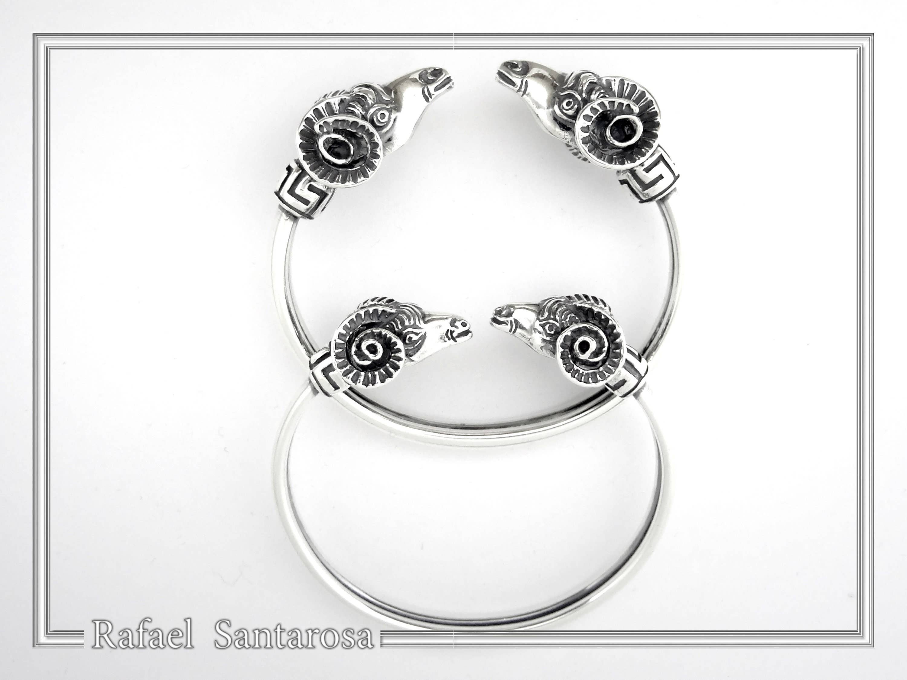 RAFAEL SANTAROSA - Vendita all'ingrosso Bracciale a polsino - Bracciale rigido in argento con testa di ariete doppia6