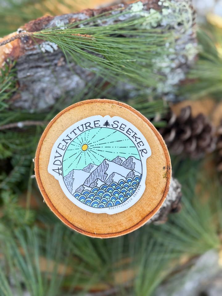 Colorpop Adventure Seeker Weatherproof Sticker for wholesale by Scotty + Calvin Designs