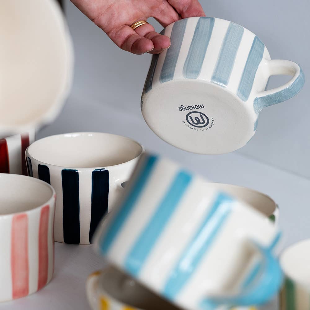 Musango - Wholesale Coffee Mug - Handmade & Painted Latte Style Musango Mugs in Candy Stripe12