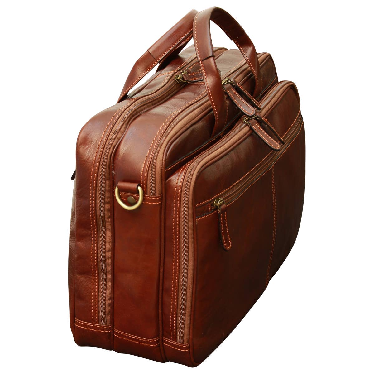 Old Angler Firenze - Wholesale Laptop Bag - Unisex - Cartella per pc in pelle pieno fiore con fascia per trolley1