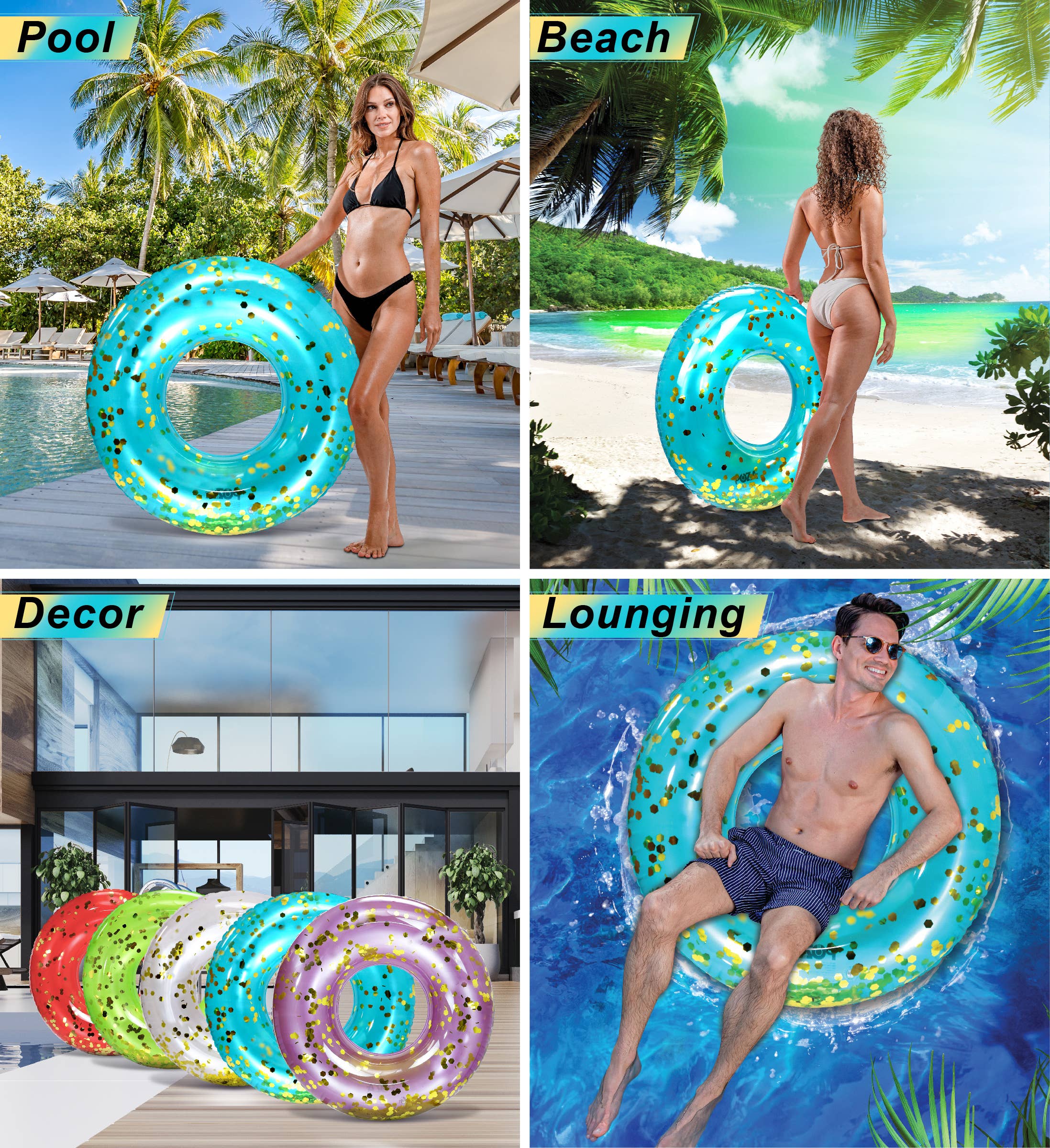 Cota Global - Vente Jeu gonflable - Bouée gonflable bleue et or 91 cm - Cota Global2