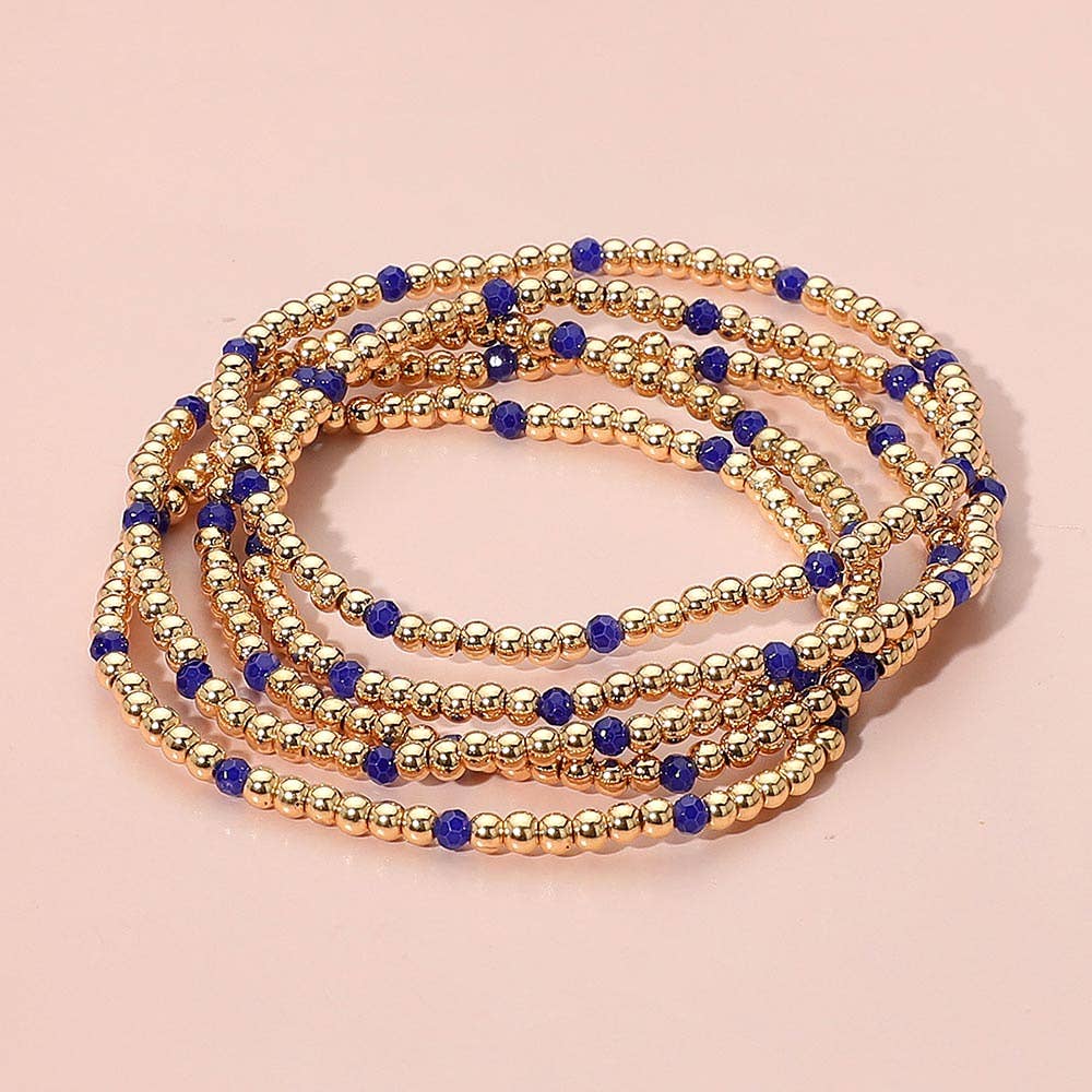 Sensibling Corp. - Wholesale Jewelry Set - 5PCS - Skinny Beaded Stretch Multi Layered Bracelets0