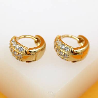 18K Gold Filled CZ Hoop Earrings for wholesale by MIA Jewelry