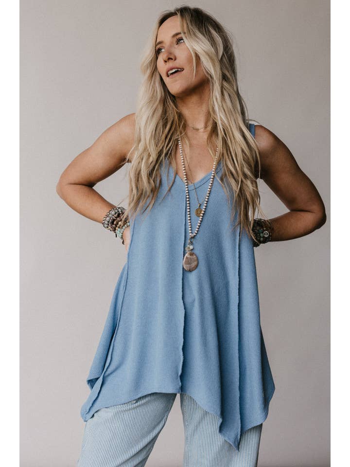 Blue Drift Away Top - Denim for wholesale on Faire