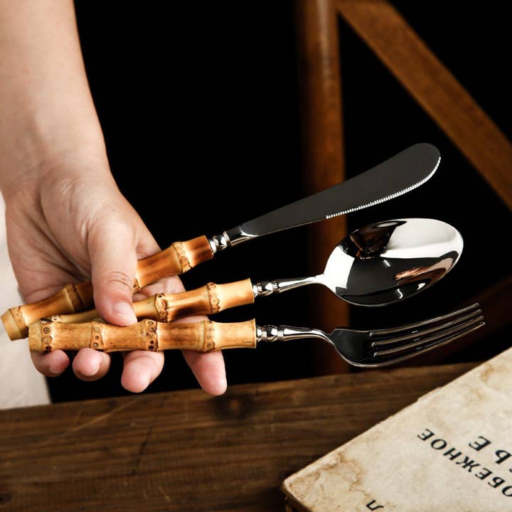 Gohobi (We cover U.S. import duties) - Wholesale Assorted cutlery set - Gohobi A set of 6 Pieces Bamboo Handle Cutlery8