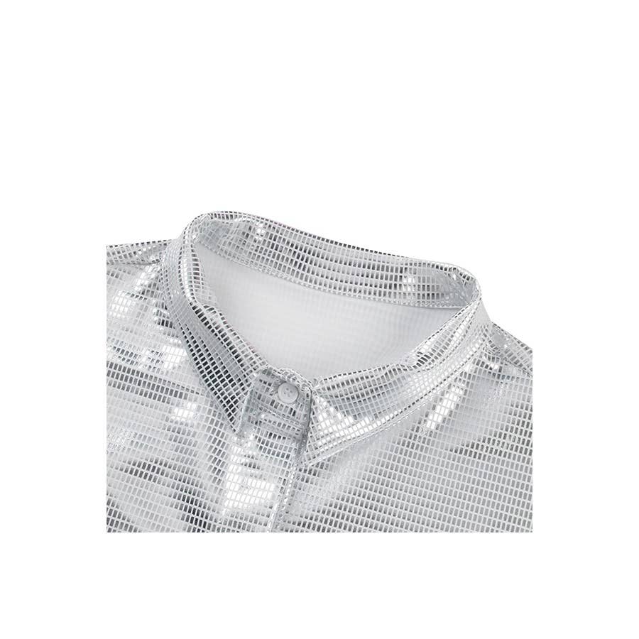 Paperdoll - Vendita all'ingrosso Vestito - Donna - Mini abito a camicia trasparente con paillettes e glitter6