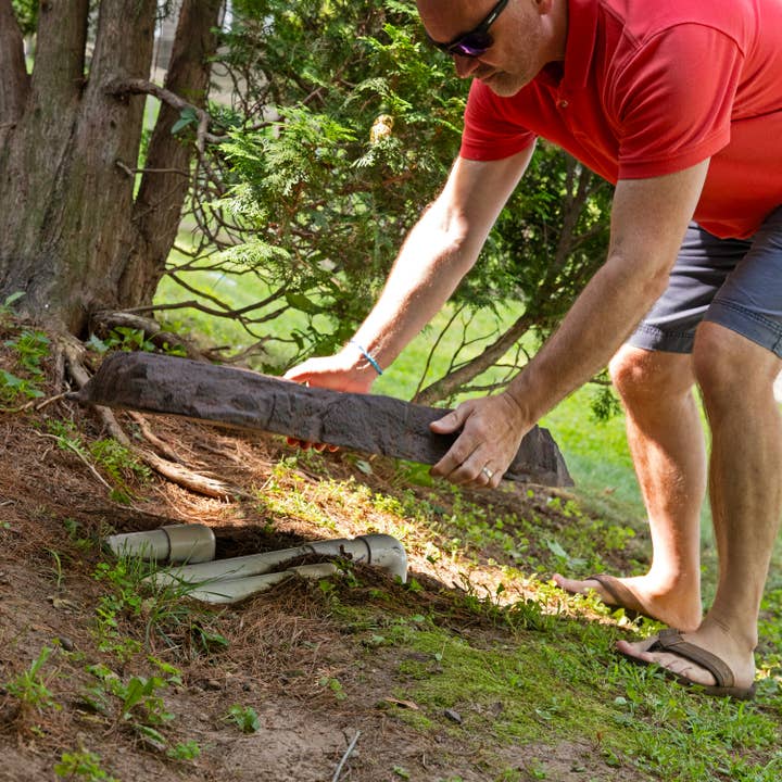 Sunnydaze Decor - Vente Bibelots/décorations d'extérieur - Roche paysagère artificielle à profil plat avec piquets - Marron9