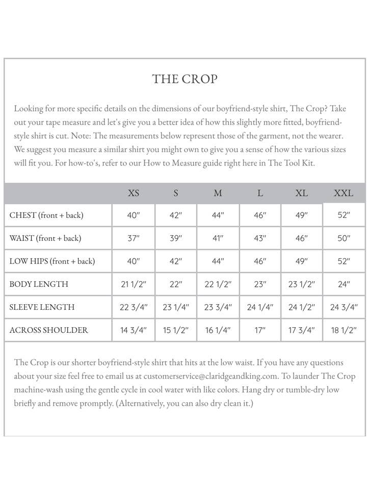 Claridge + King - Wholesale Button Down Shirt - Women's - The Crop Shirt in Crisp White6