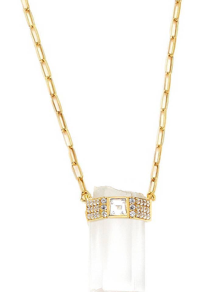 "Magical Queen" Crystal Clear Quartz Cable Chain Necklace for wholesale by Nayla Jewelry