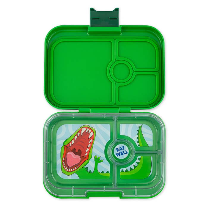 Yumbox Panino 4 Compartment Bento Box - Green - Dino for wholesale by Yumbox Australia